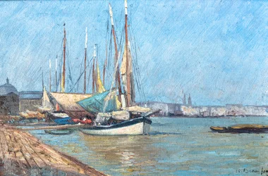 Utsikt över hamnen i Bordeaux (olja på duk)