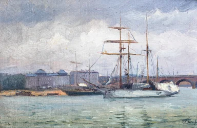 Utsikt över hamnen i Bordeaux (olja på duk)