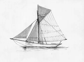 segelbåt (bläck och blyerts)