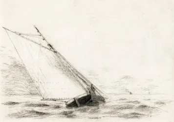Segelbåt på Girondes flodmynning (kol)