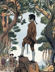 Napoleon Bonaparte (1769-1821) som barn i Ajaccio på Korsika. Illustration av Raymond de Neziere i Våra nationella ärofulla bedrifter, 1920. Privatsamling. DR