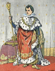 Porträtt av kejsar Napoleon I (1769-1821) Illustration av Raymond de Neziere i "Our-Glory-Nationals" 1920 Privat samling