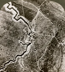 Flygfoto över de tyska linjerna, första världskriget, 1914-1918.