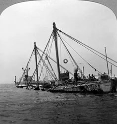Sjunket krigsskepp HMS Vindictive, Oostende, Belgien, första världskriget, 1918.