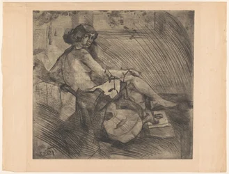 Liggande kvinna med gitarr