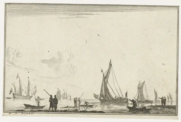 Inre vattenväg med flera segelfartyg Verscheyde Binne-Waters (serietitel) Inre vattenvägar (serietitel)