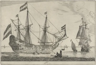 Stort segelfartyg och en roddbåt Tretton scener med skepp (serietitel)