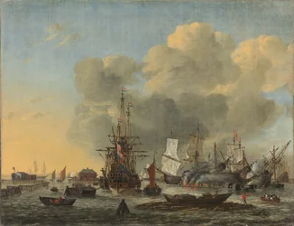 Tätningen av fartyg vid Bothuisje på Het IJ i Amsterdam
