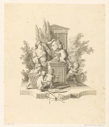 Allegorisk scen med en byst av Jacob Otten Huslij