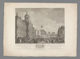 Frihetsfest på Damtorget i Amsterdam, 4 mars 1795 Frihetens högtid, firad, i samband med invigningen av frihetsträdet, i Amsterdam, på revolutionens torg, den 4 mars 1795. Det första året av den bataviska friheten / Fête de la L