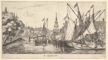 De Appelmarckt Äppelmarknaden, från Views in Amsterdam, skylt 6, ca. 165962 .