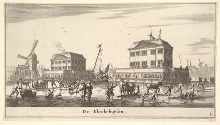 Vinterscen vid blockhuset i Amsterdam, 1600-talet.