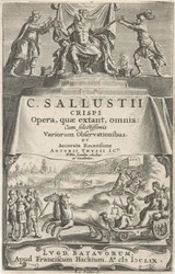 En kejsare och rättvisa på vagn Titelsida för: A. Thysius Jr., Opera, quæ extant, omnia, 1659