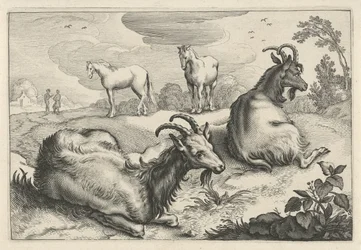 Landskap med två getter och två hästar Diversa Animalia Quadrupedia (serietitel)