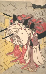 Prins Genji återvänder till sitt palats där hans fru väntar på honom, ca. 1797., ca. 1797.