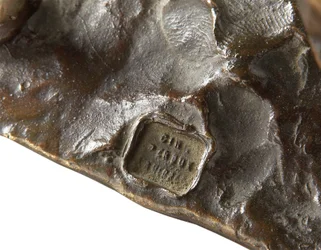 Detalj av en fransk bulldog, liten modell