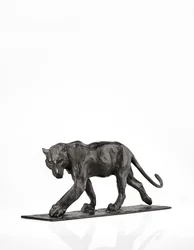 Panther walking, bakre ben höjt, ca 1904 (patinerad brons)