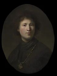 En ung man med en kedja, ca 1630 (olja på trä)