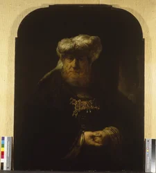 En man i orientalisk kostym, cirka 1639 (olja på träpanel)