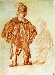 Etude av skådespelare. Design av Harmenszoon van Rijn denna Rembrandt (1606-1669)