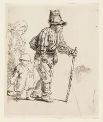 Bondefamiljen på luffaren, ca 1652 (etsning på krämlagt papper)
