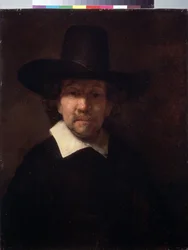 ""Porträtt av den holländska poeten Jeremias de Dekker (eller Decker) (cirka 1610-1666)"" (Porträtt av poeten Jeremias de Decker) Målning av Harmenszoon van Rijn dit Rembrandt (1606-1669) 1666 Dim. 71x56 cm Museum of Eremitaget, Sankt Petersburg