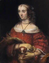 Porträtt av en dam med en knähund - Rembrandt van Rhijn (1606-1669) - ca 1665 - Olja på duk - 81,3x64,1 - Art Gallery of Ontario