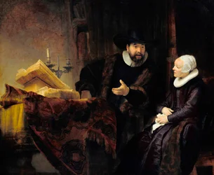 Porträtt av mennonitpredikanten Cornelius Claesz Anslo och hans hustru Aaltje Gerritsdr Shouten