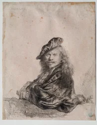 Självporträtt (Självporträtt) Målning av Rembrandt Harmenszoon van Rijn (1606-1669) 1639 Dim 207x164 cm Gabinetto Disegni e Stampe, Uffizi (Kontor) Florence