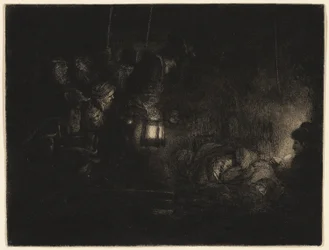 The Adoration of the Shepherds: A Night Piece, c. 1657 (etsning, torrnål och burin i svart på elfenbenslagt papper)