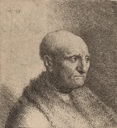 Skallig man i en pälsmantel, ca. 1630.