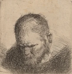 Skäggig man tittar ner, möjligen 1631.