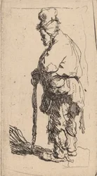 Tiggare lutad på en pinne, vänd åt vänster, ca. 1630.