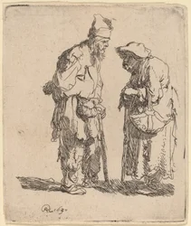 Tiggarman och tiggarkvinna samtalar