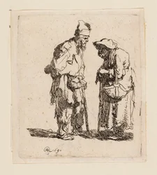 Tiggarman och tiggarkvinna samtalar