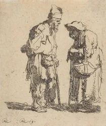 Tiggarman och tiggarkvinna samtalar, 1630., 1630.