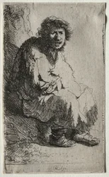 Tiggare sittande på en bank, 1630.