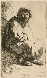Tiggare sittande på en bank, 1630.