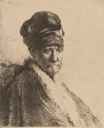 Byst av en man med hög keps, tre fjärdedels höger Konstnärens far, 1630.