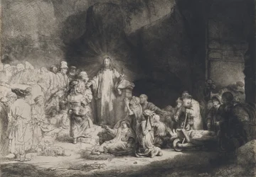 100ギルダープリントを説くキリスト、c。 16431649. スウェーデン語