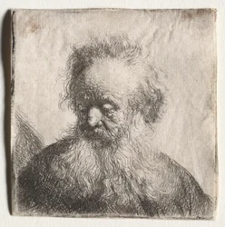 Gammal man med ett flödande skägg: Byst, 1631.