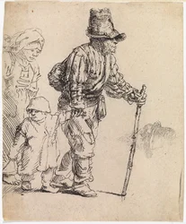 En bondefamilj på vandring