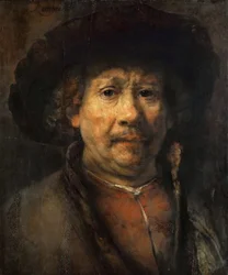 Litet självporträtt - Litet självporträtt, av Rembrandt van Rhijn (1606-1669). Olja på trä, ca 1657. Mått: 48x40,6cm. Konsthistoriska museet, Wien