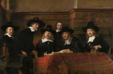 Porträtt av föreståndarna för klädesmakarnas skrå i Amsterdam. 1662