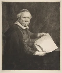 Porträtt av Lieven Willemsz van Coppenol, Skrivmästaren den större plattan, 1658.