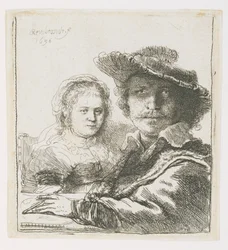 Rembrandt och hans hustru Saskia, 1636