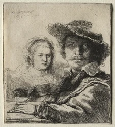 Rembrandt och hans hustru Saskia, 1636.