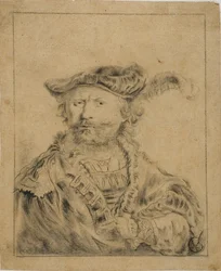 Rembrandt med en plymerad hatt