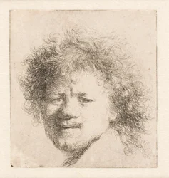 Rembrandt med långt, fylligt hår: endast huvudet
