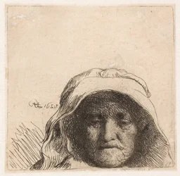 Rembrandts mor: Endast huvudet, framifrån